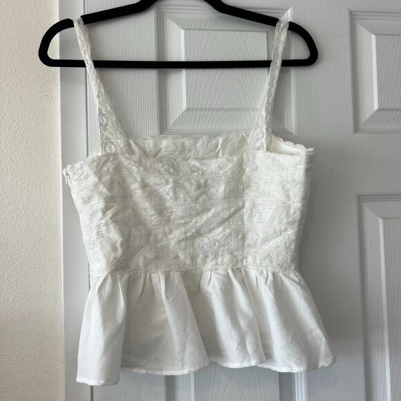 Lulu's Lovely Afternoon Ivory Lace Sleeveless Peplum Cami Top Size Small NWOT - Picture 5 of 7
